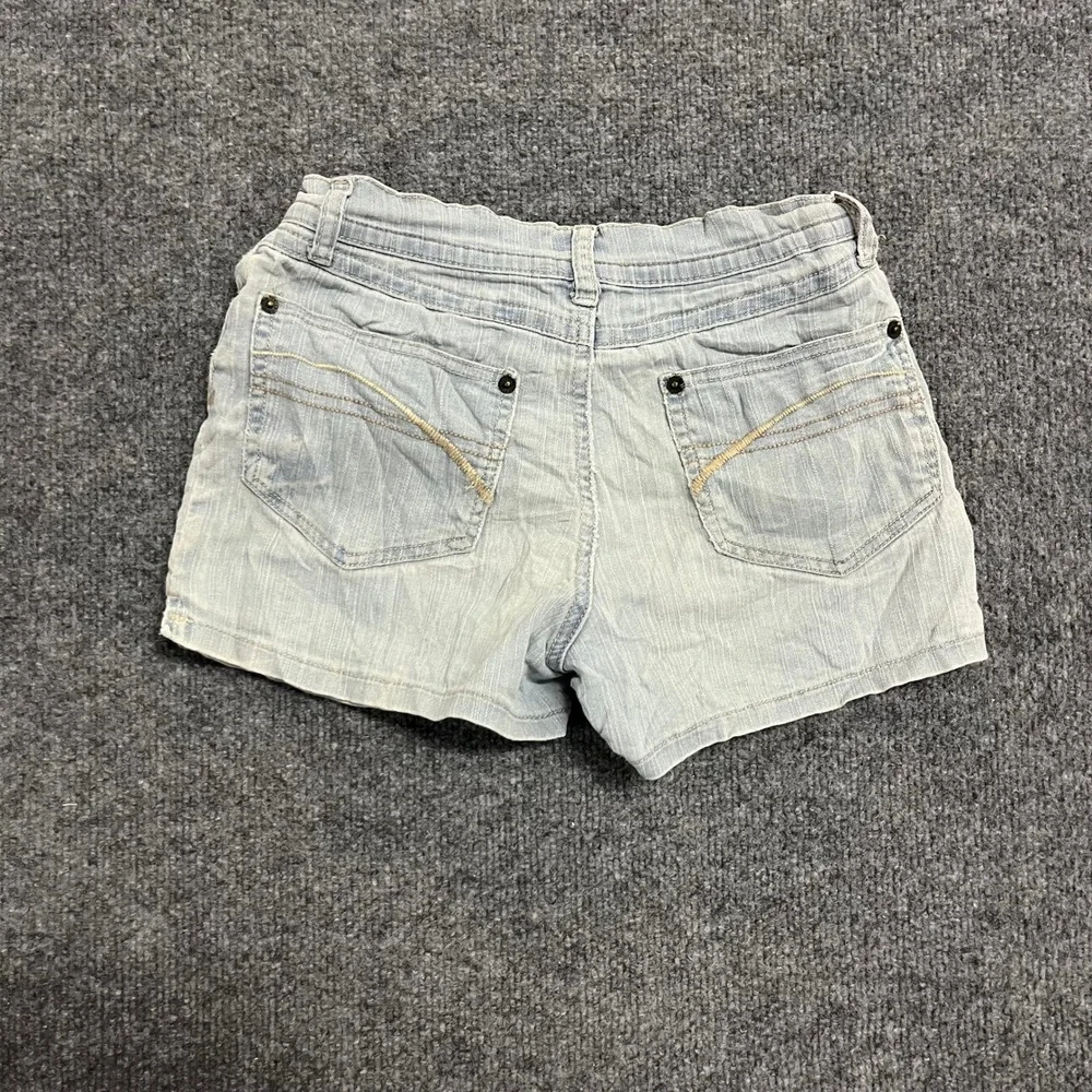 Justice Denim Shorts Girls Size 12 Light Wash Low Fit Casual Pinstripe Stretch